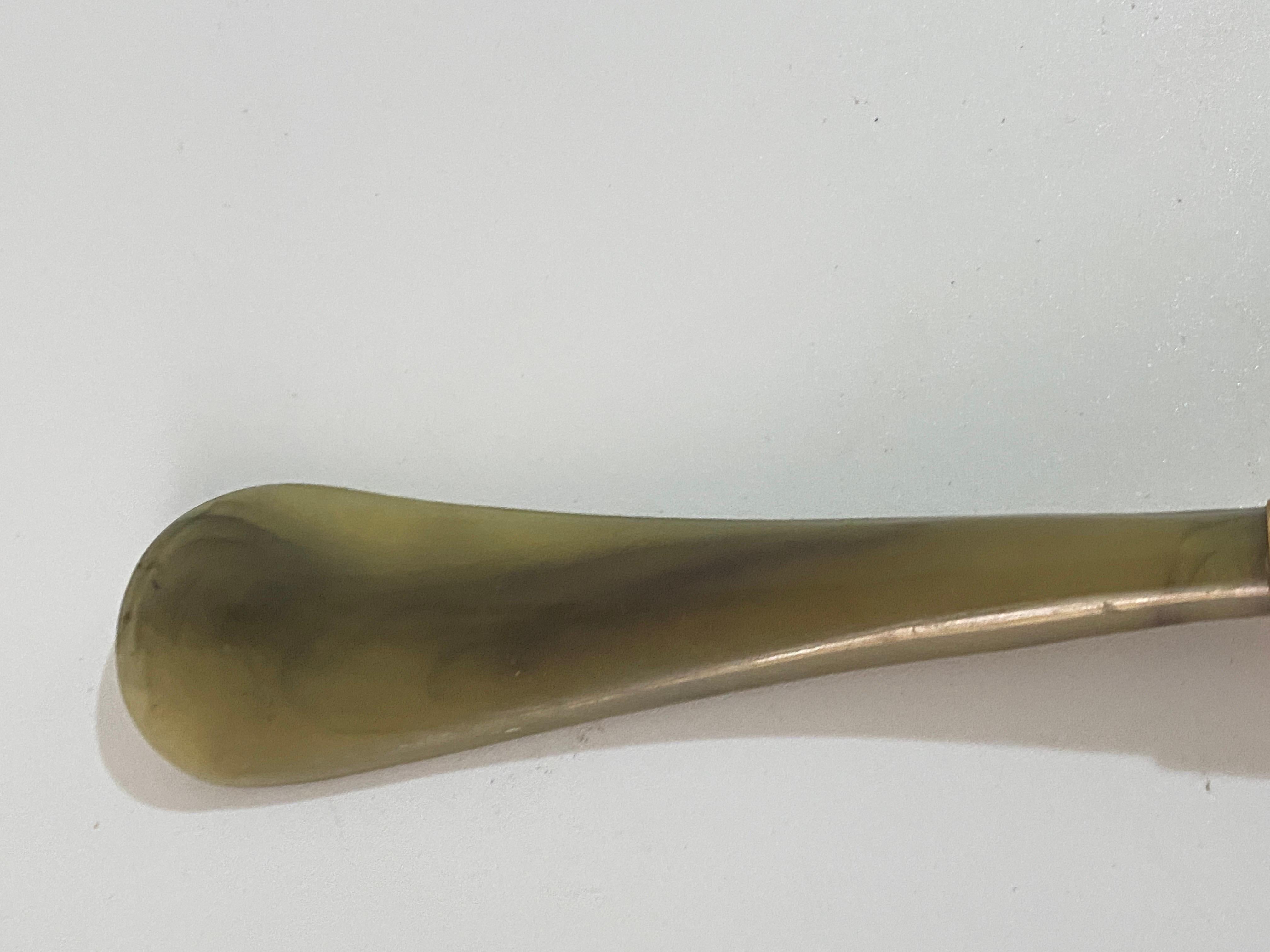 Faux Bamboo Shoe Horn, with Metal and Brass Ornaments, France 1970 For Sale 2