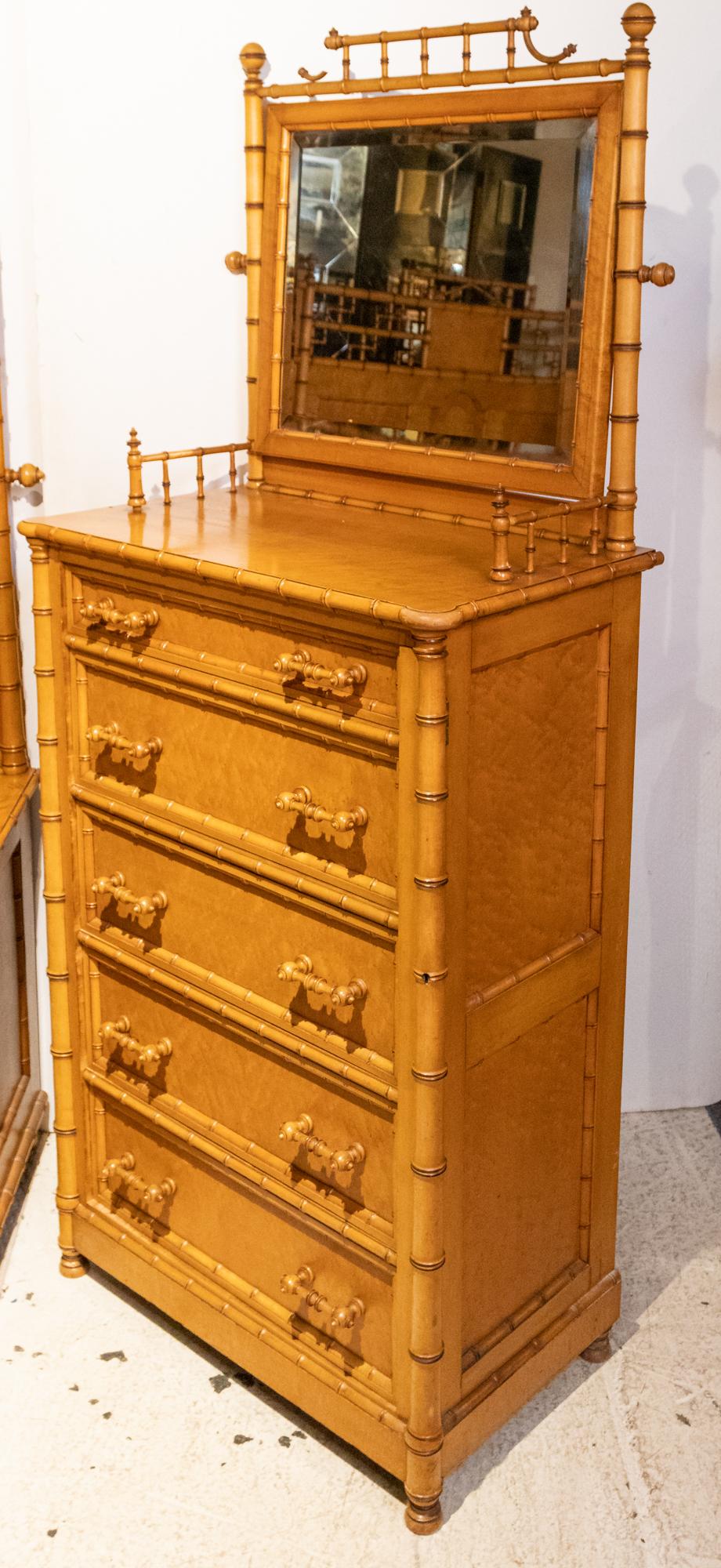 Faux Bamboo Side Lock Chest by Horner In Good Condition In Stamford, CT