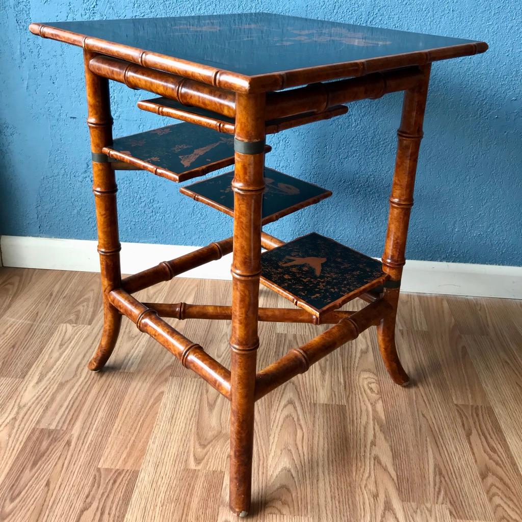 Asian Faux Bamboo Side Table