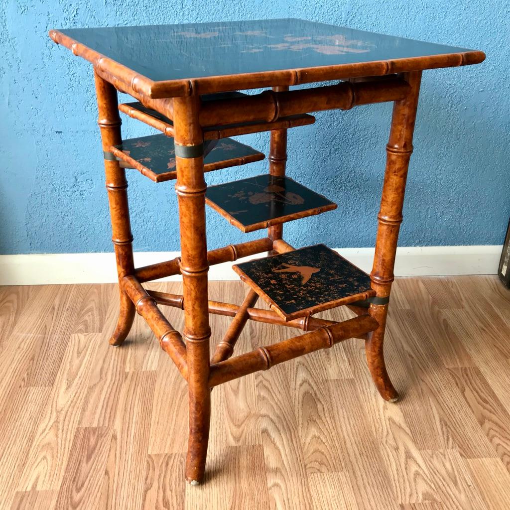 Faux Bamboo Side Table In Good Condition In West Palm Beach, FL