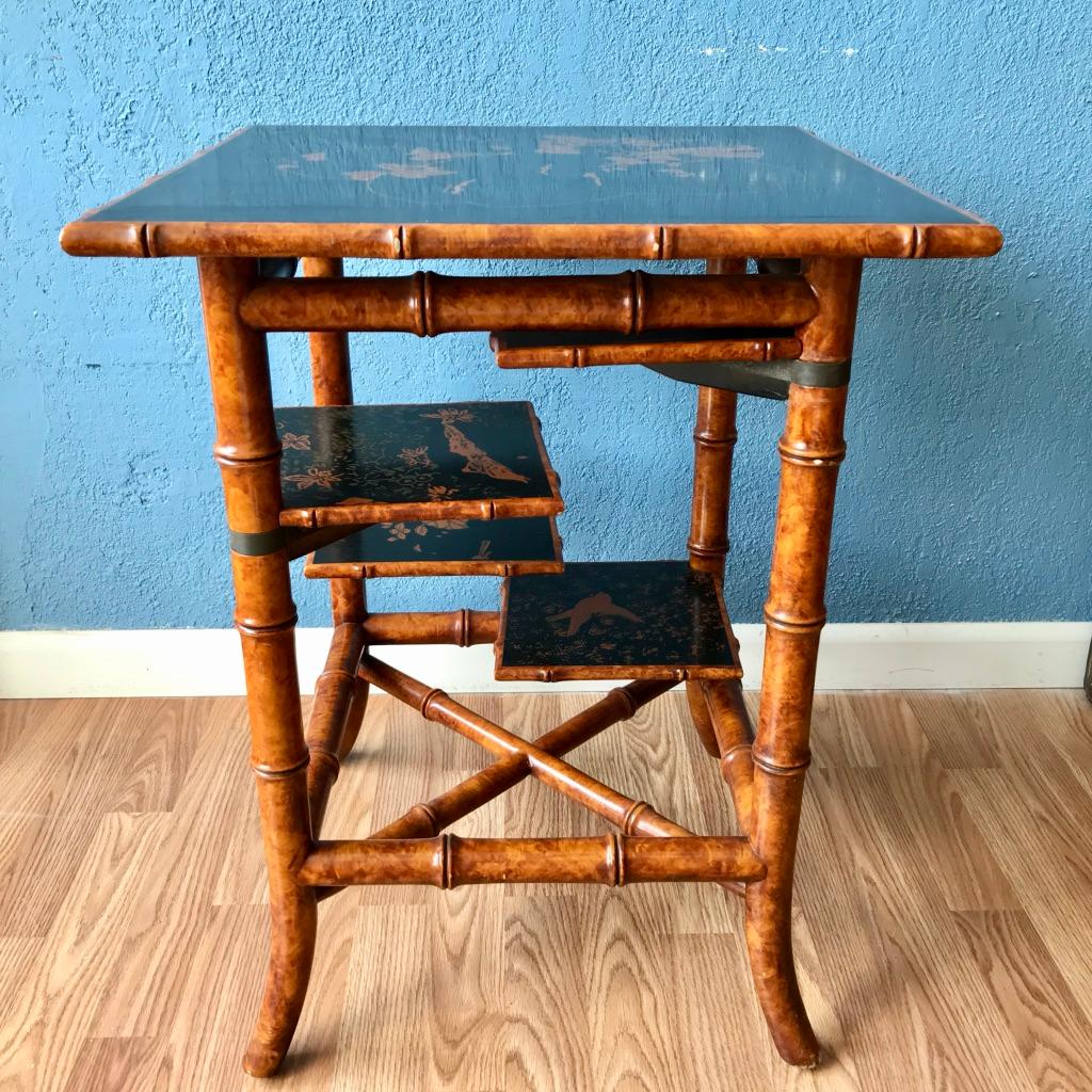 20th Century Faux Bamboo Side Table