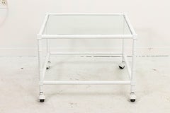 Faux Bamboo Side Table on Casters