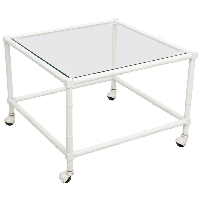 Faux Bamboo Side Table On Casters For Sale At 1stdibs