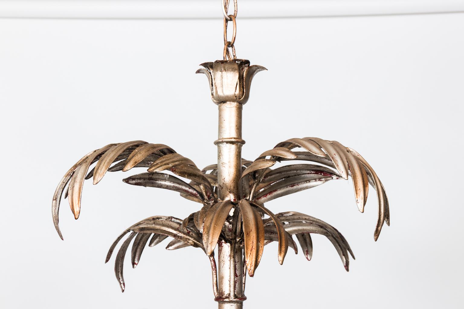 20th Century Faux Bamboo Silver Lead Chandelier