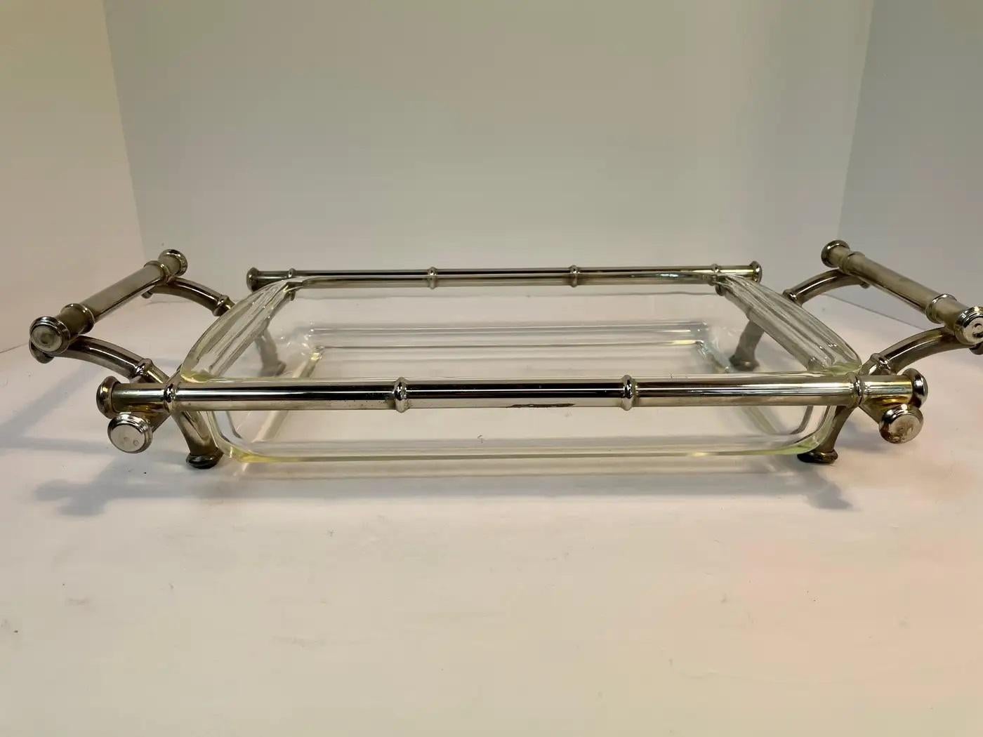 Silvered Faux Bamboo Silver Plate Chafing Dish