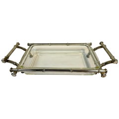 Vintage Faux Bamboo Silver Plate Lasagna or Casserole Chafing Dish