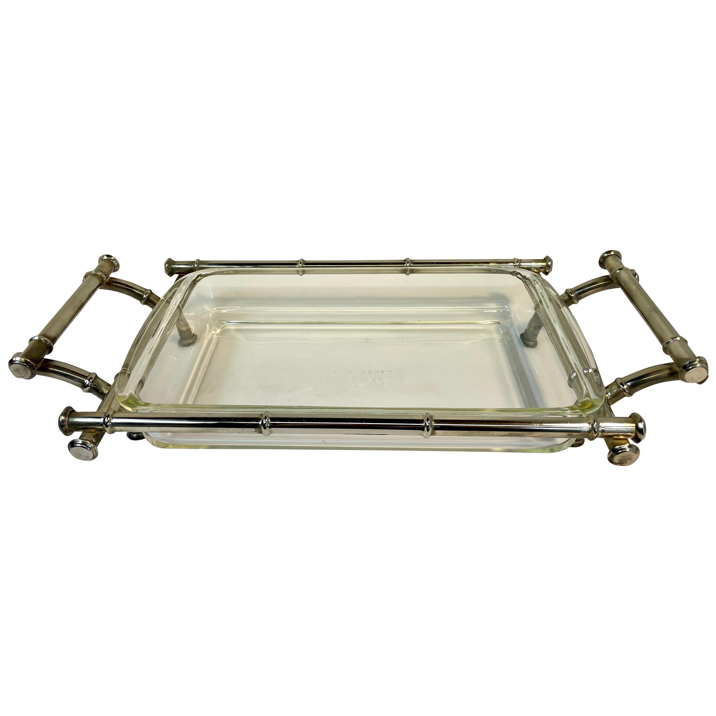 Faux Bamboo Silver Plate Lasagna or Casserole Chafing Dish