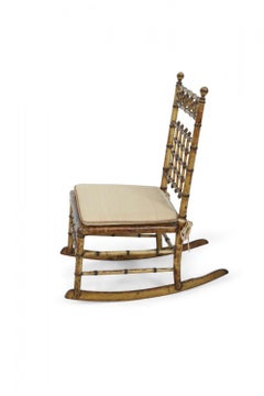 Faux Bamboo Small Cane Seat Rocking Chair