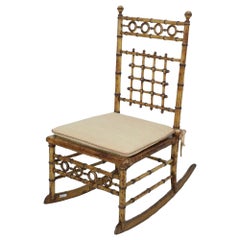 Faux Bamboo Small Cane Seat Rocking Chair
