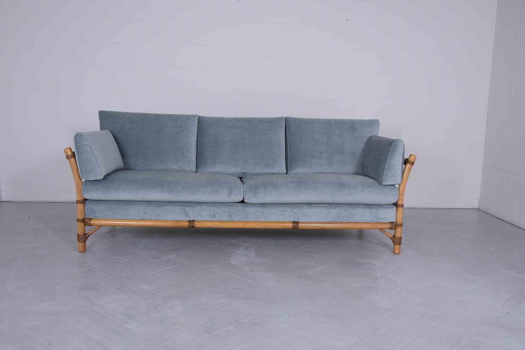 Mid-Century Modern Vintage 1970s Faux Bamboo Sofa 