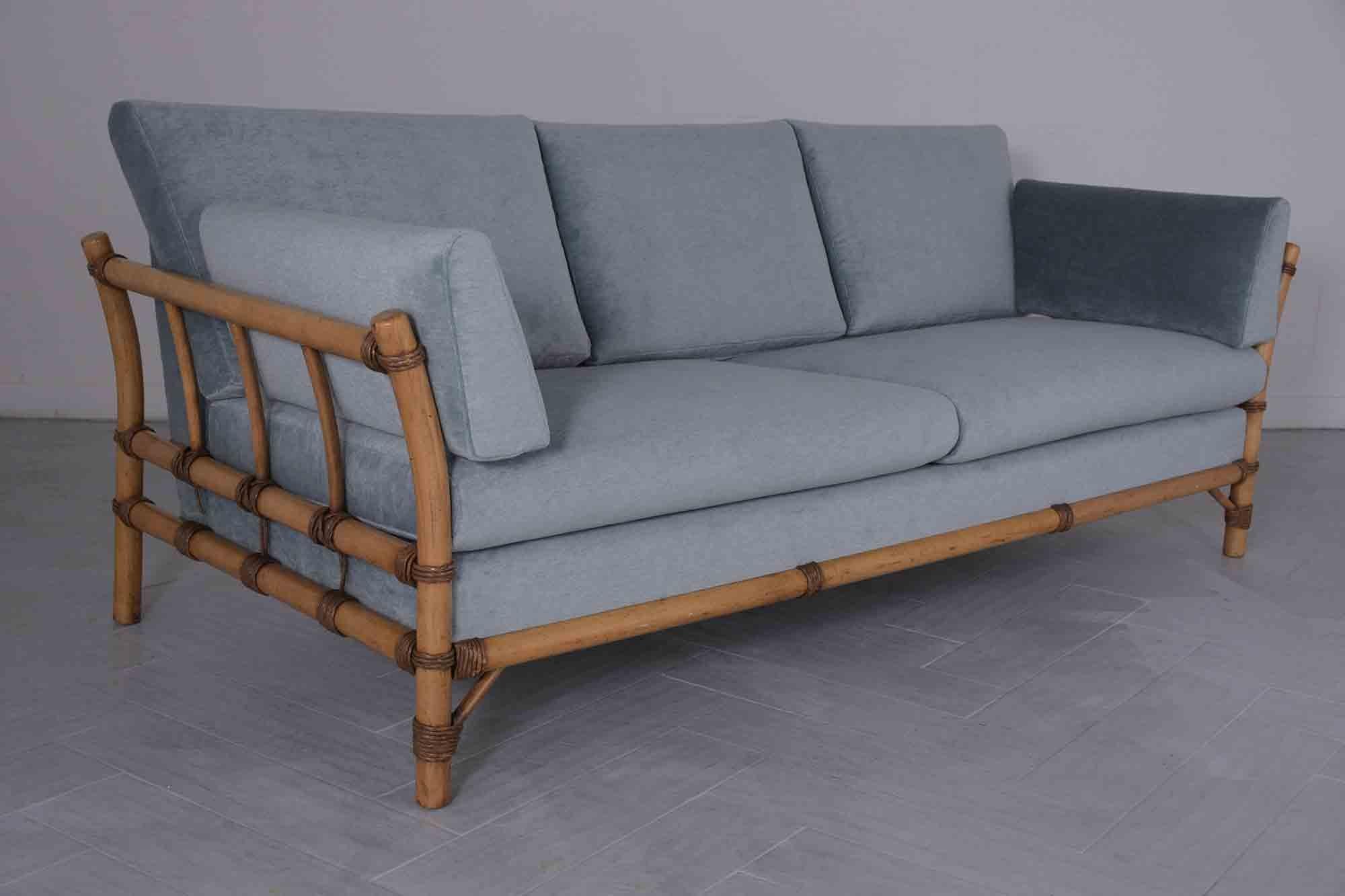 Vintage 1970s Faux Bamboo Sofa  1