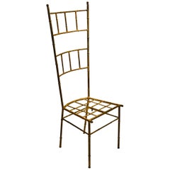 Used Faux Bamboo Spanish Gold Guild Finish Metal Boudoir/Vanity Chair by 1960s