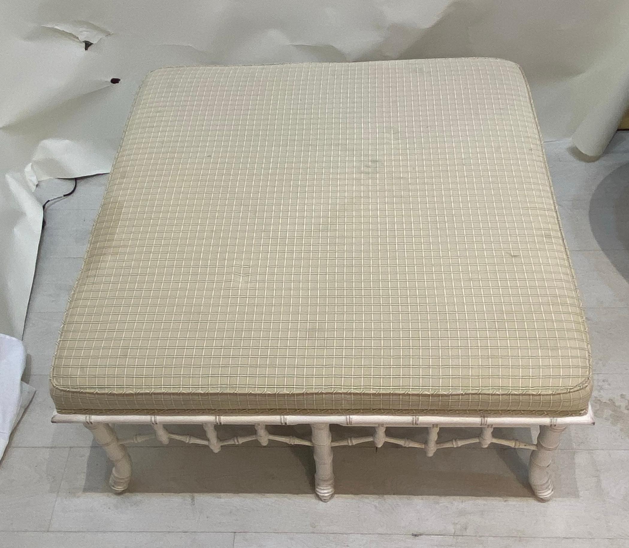 20th Century Faux Bamboo Square Bench or Pouf