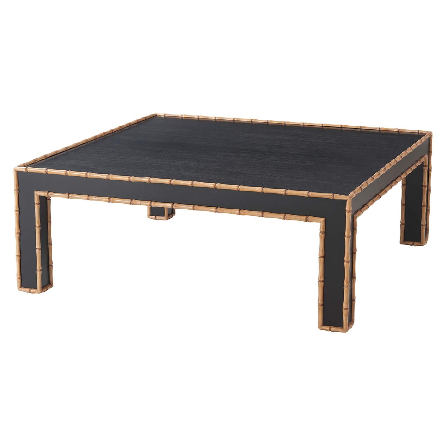 Faux Bamboo Square Cocktail Table For Sale