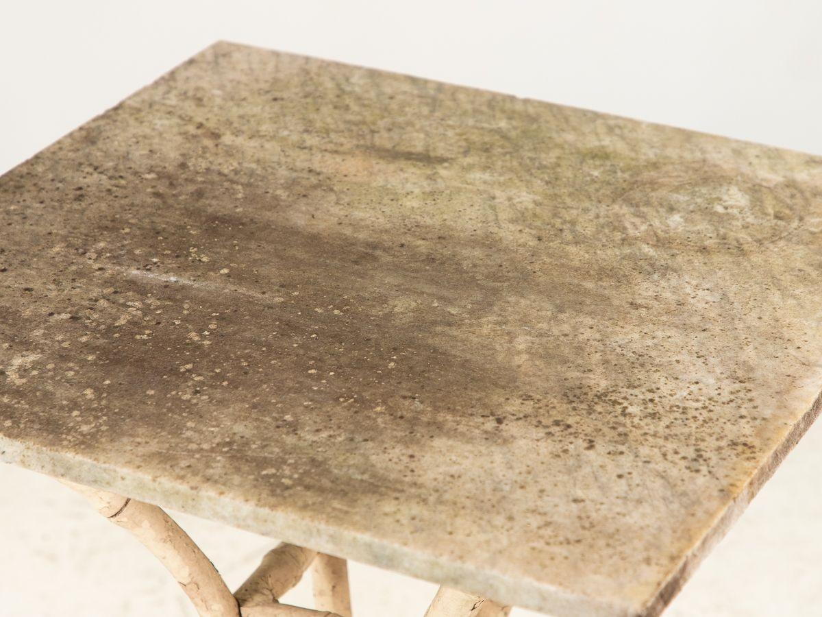 Faux Bamboo Square Marble Top Side Table, Mid-20th Century 3