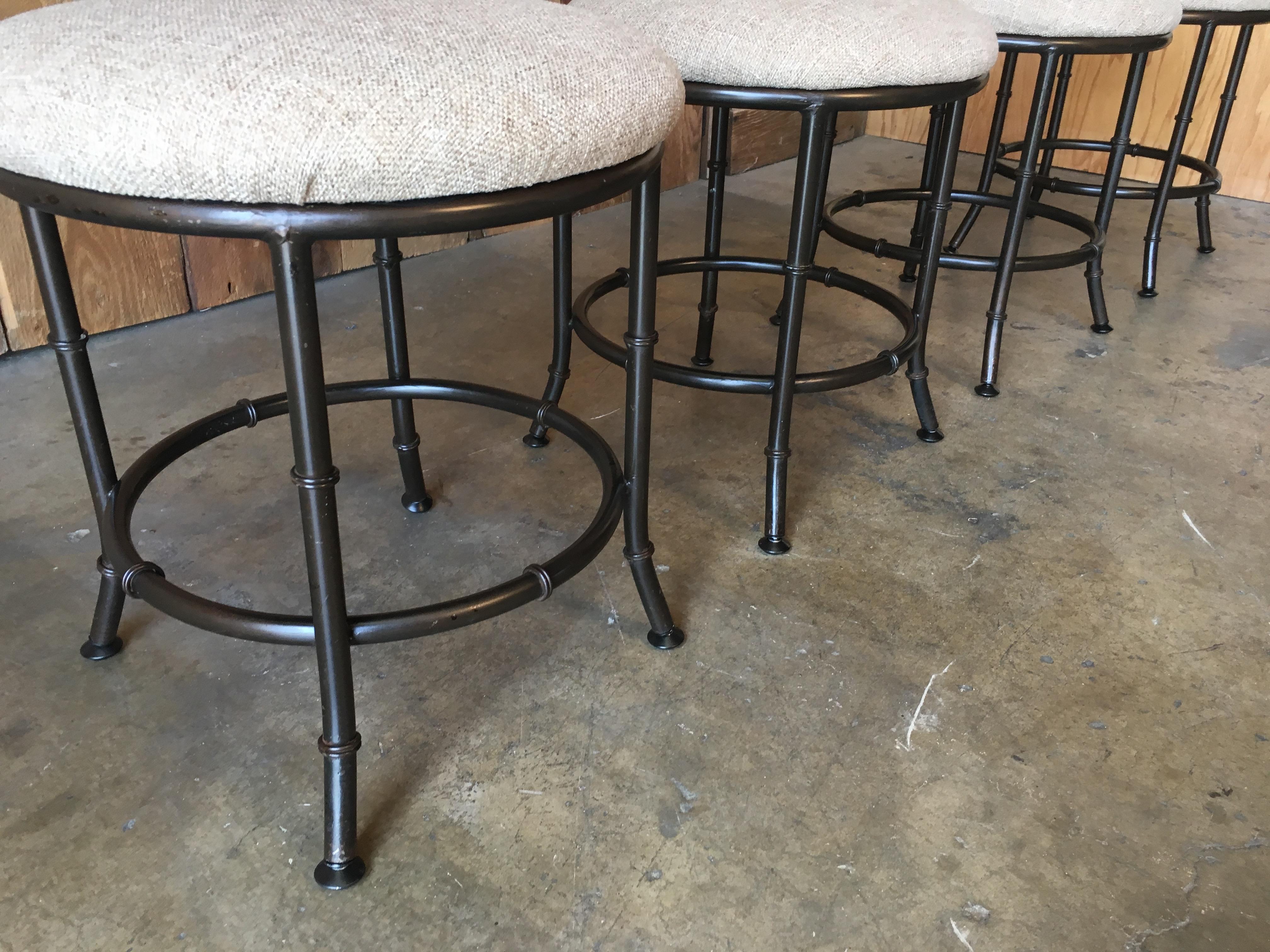 Faux Bamboo Stools Set of Four In Good Condition In Denton, TX