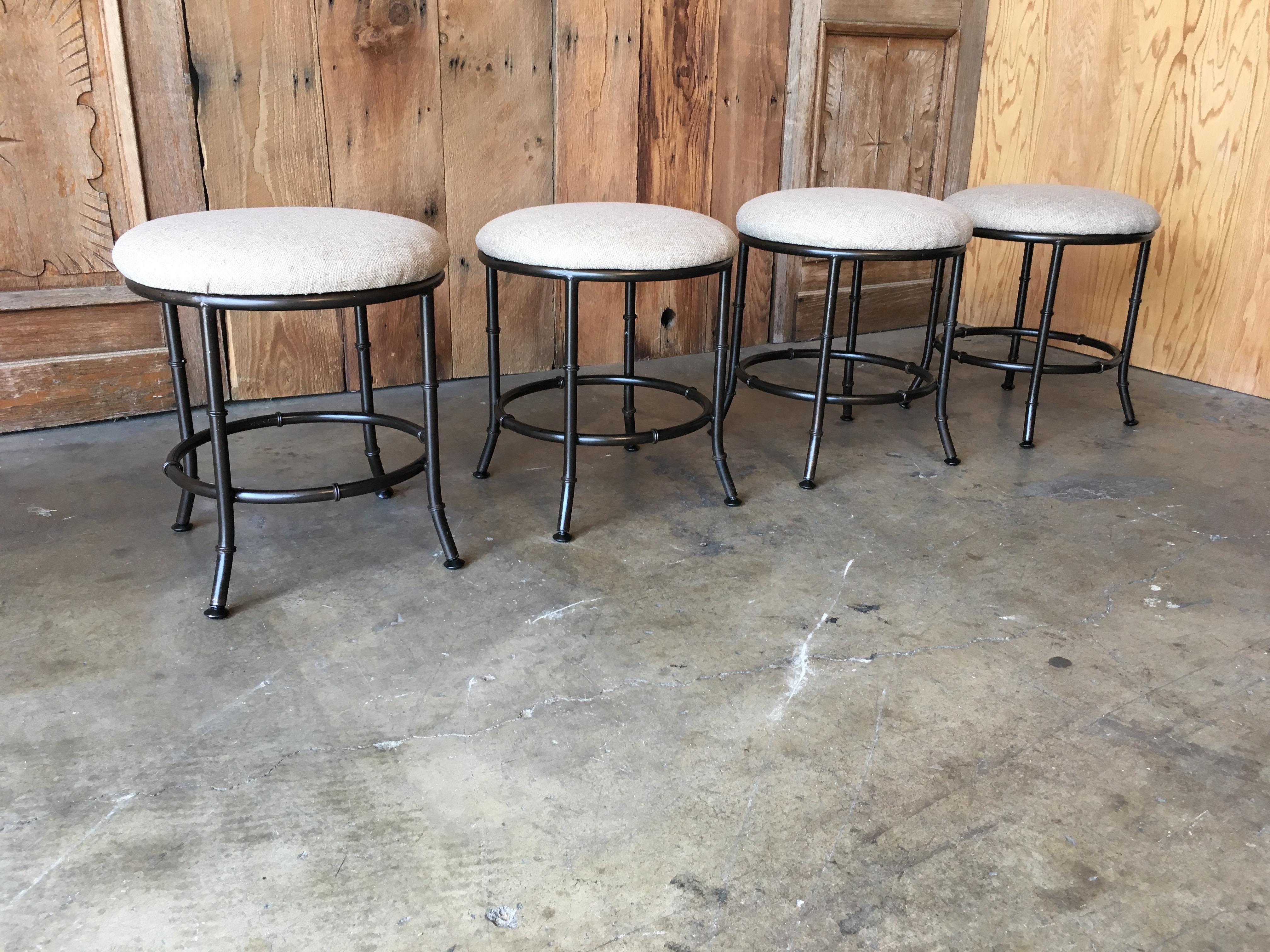 20th Century Faux Bamboo Stools Set of Four