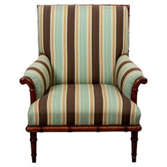Retro Faux Bamboo Striped Linen Armchair