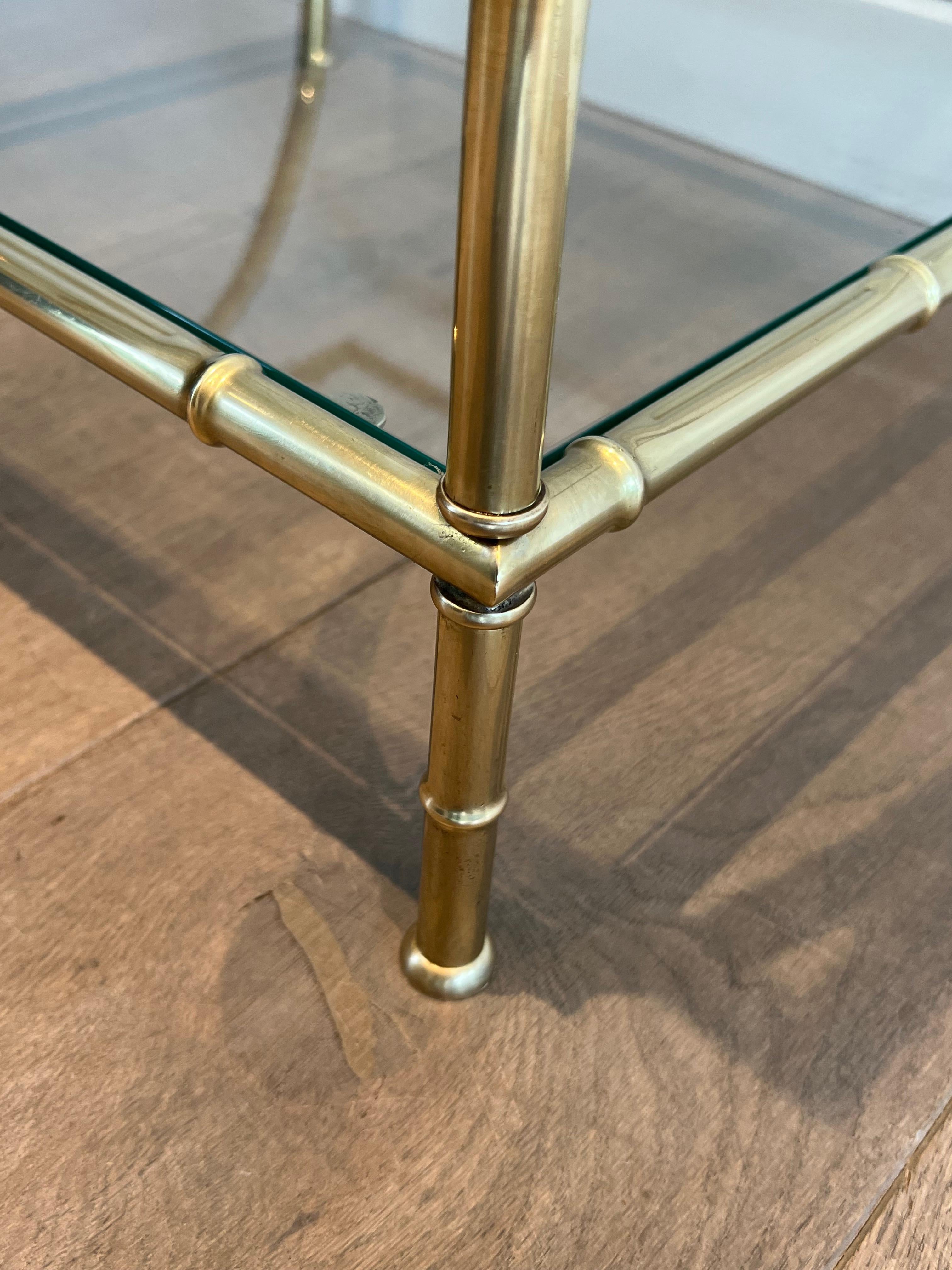 Mesa de centro tripartita de latón de imitación de bambú al estilo de Maison Baguès en venta 11