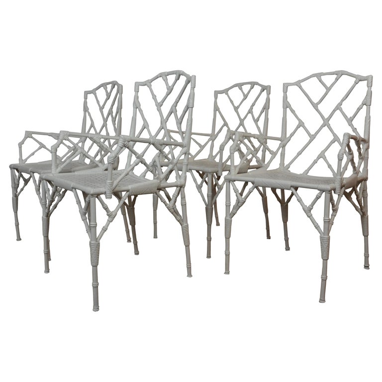 FauxBamboo Style Metal Patio Armchairs S/4 at 1stDibs