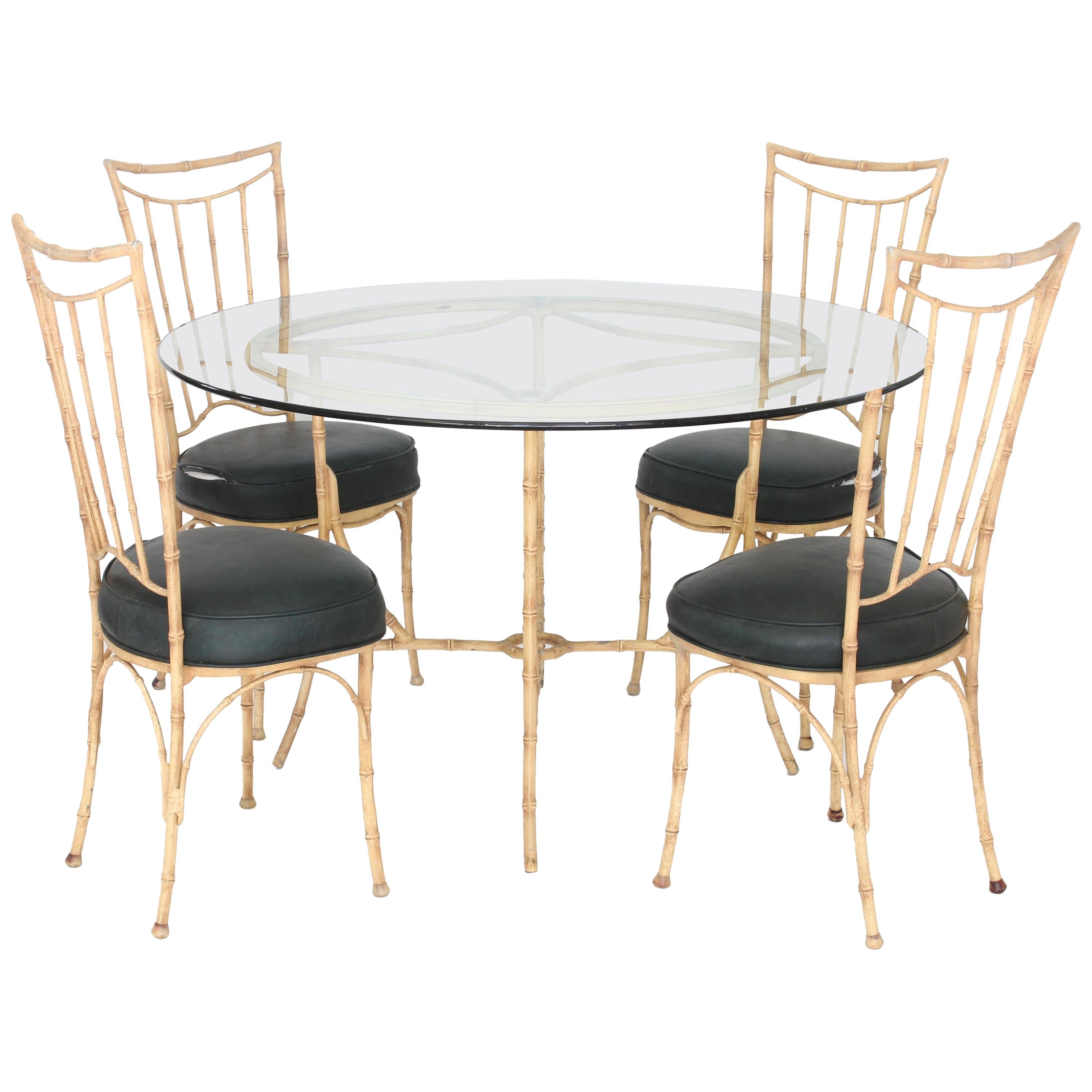 Faux Bamboo Table and Chairs For Sale