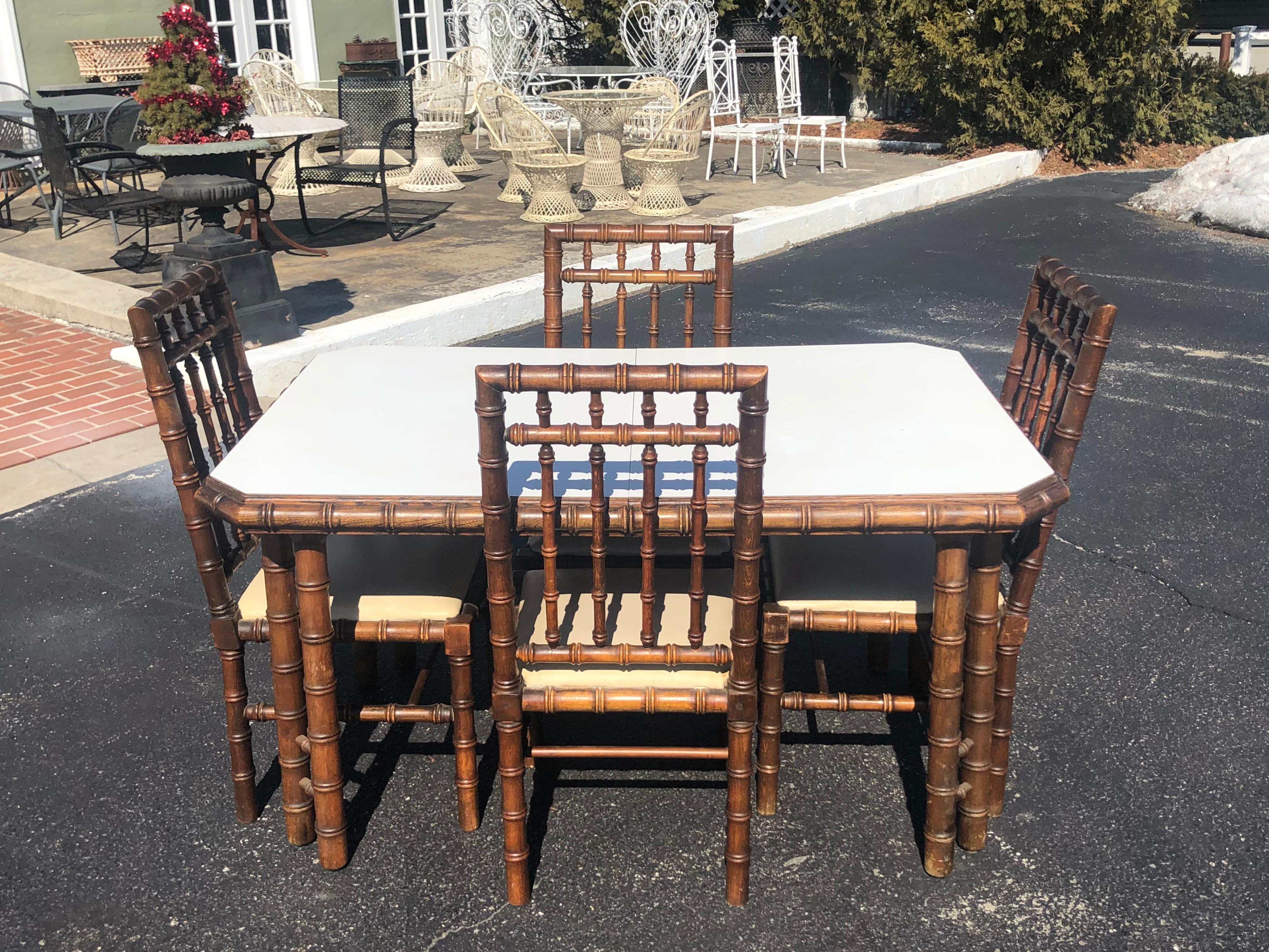 Faux Bamboo Table with Four Matching Chairs 4