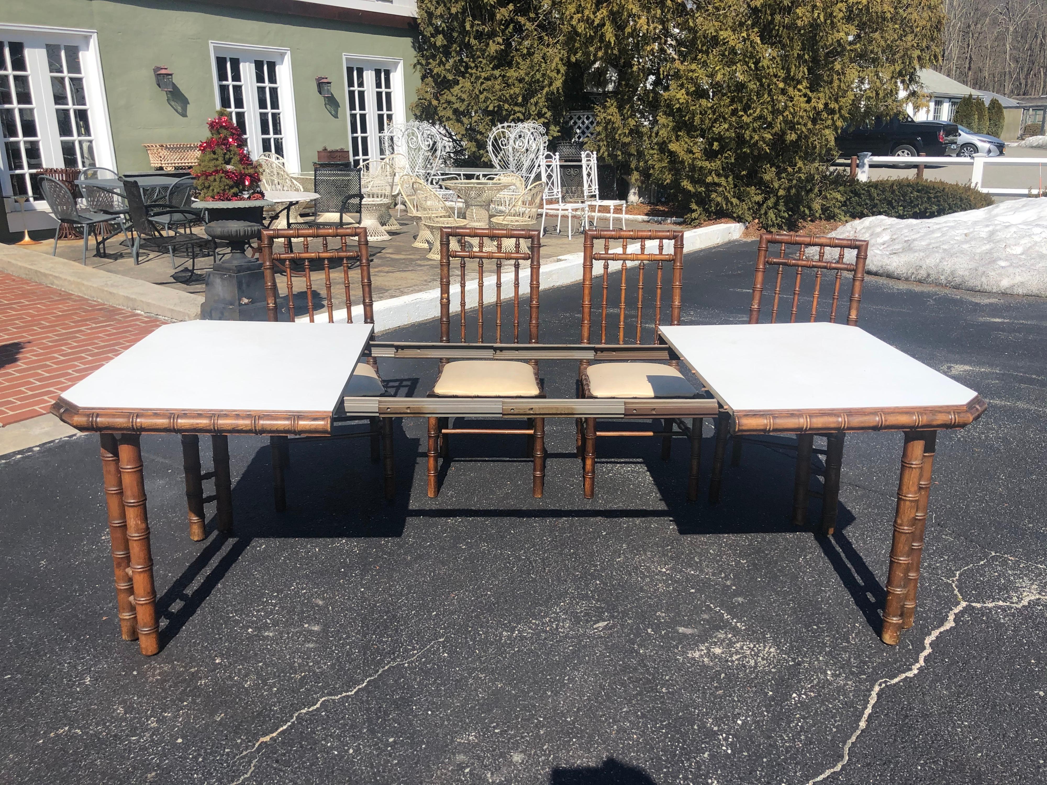 Faux Bamboo Table with Four Matching Chairs 5