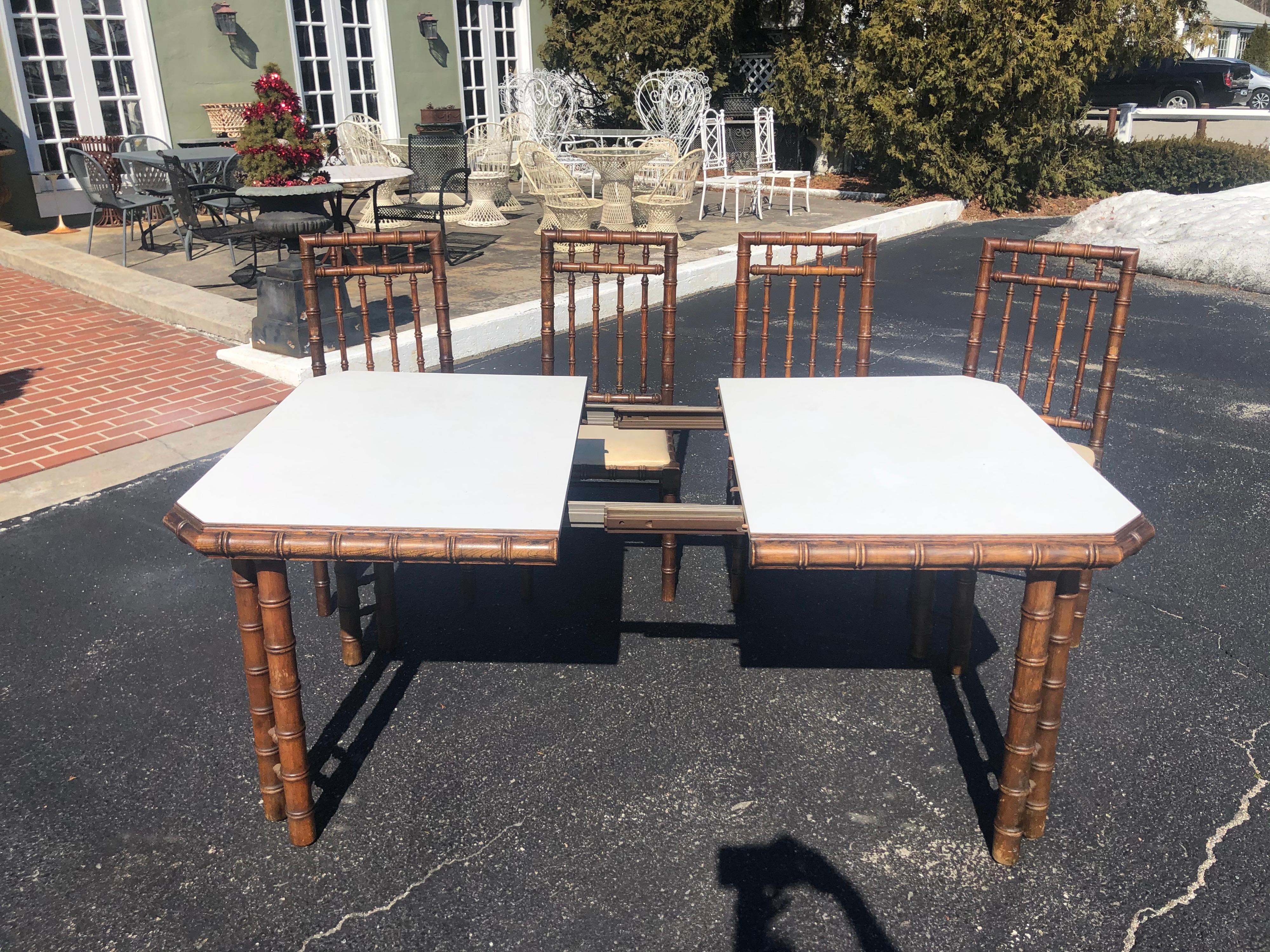 Faux Bamboo Table with Four Matching Chairs 6