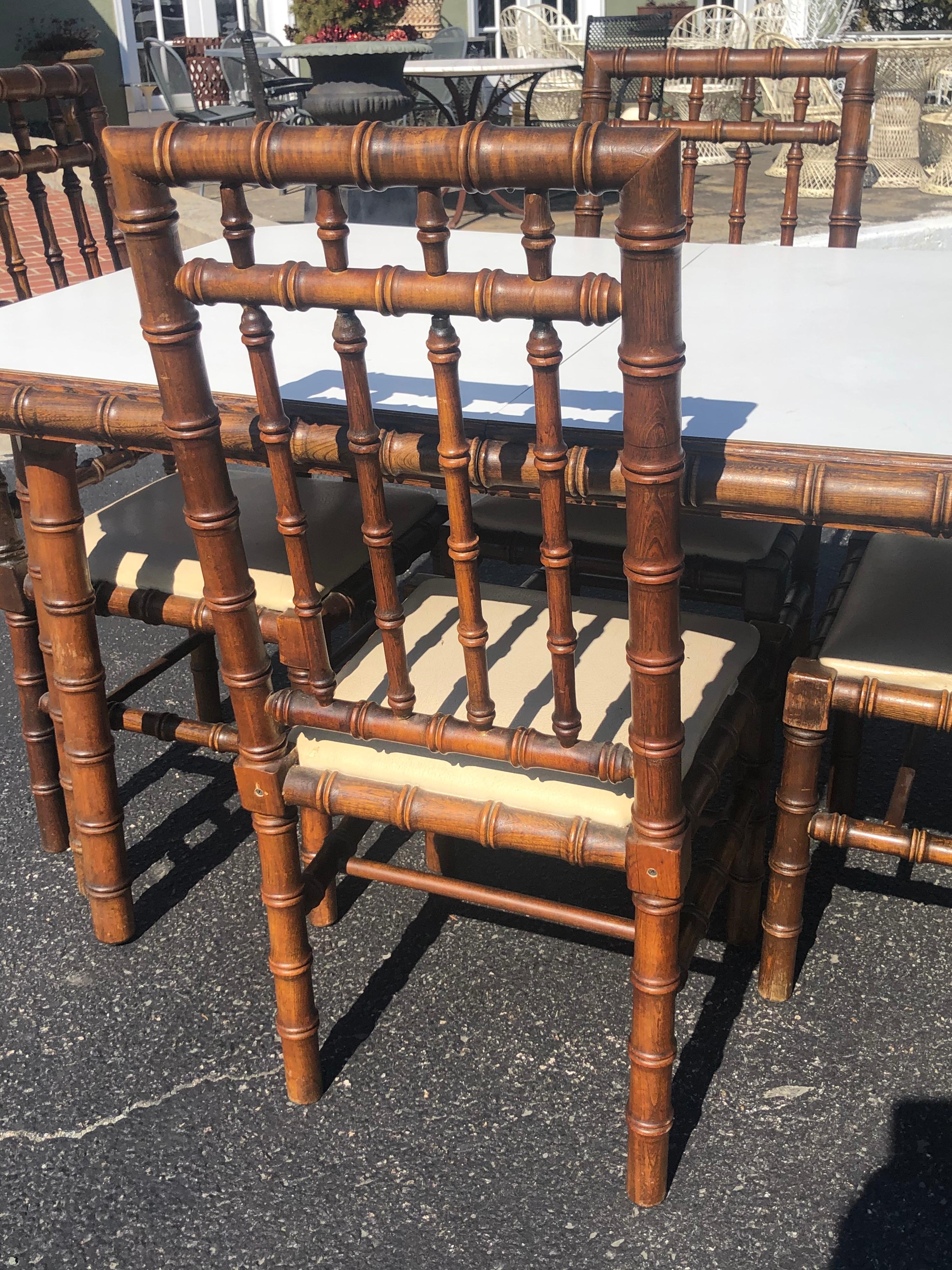 Faux Bamboo Table with Four Matching Chairs 11