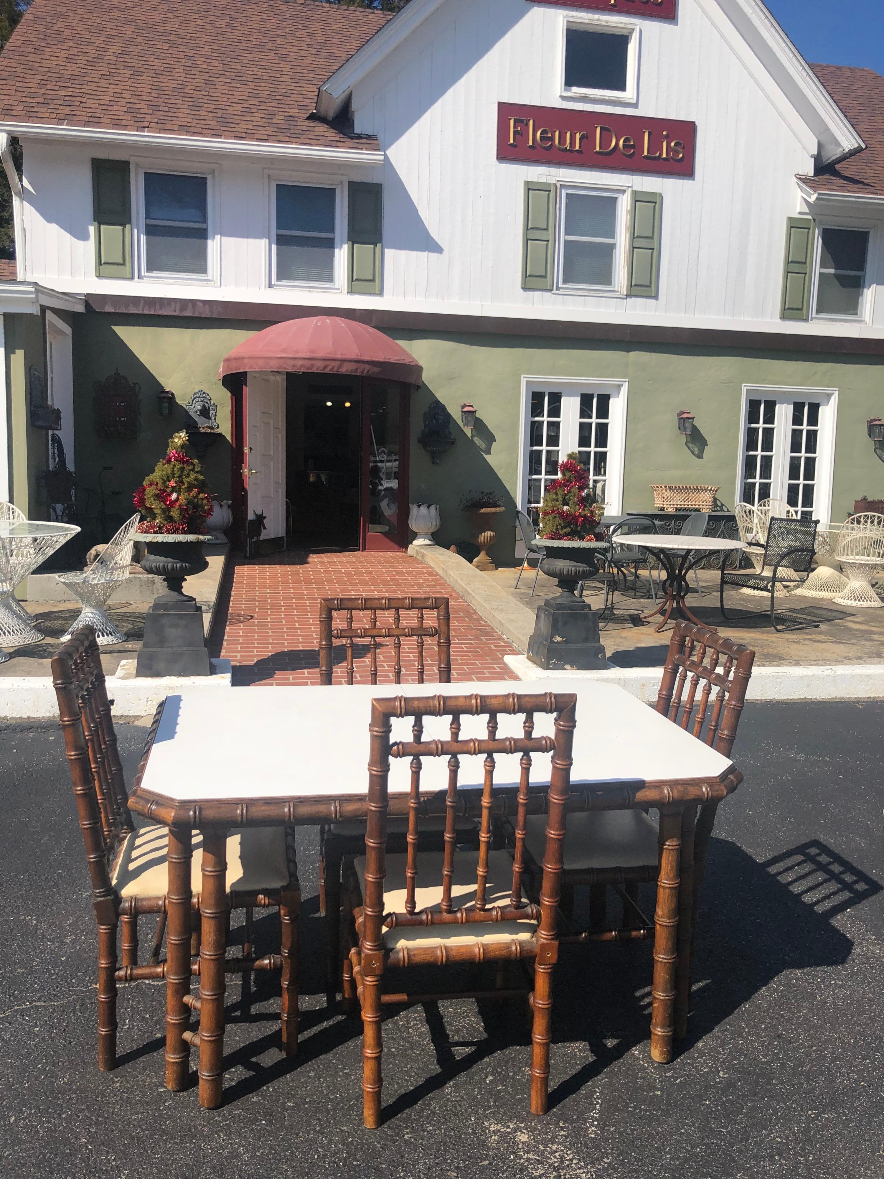 Faux Bamboo Table with Four Matching Chairs 12