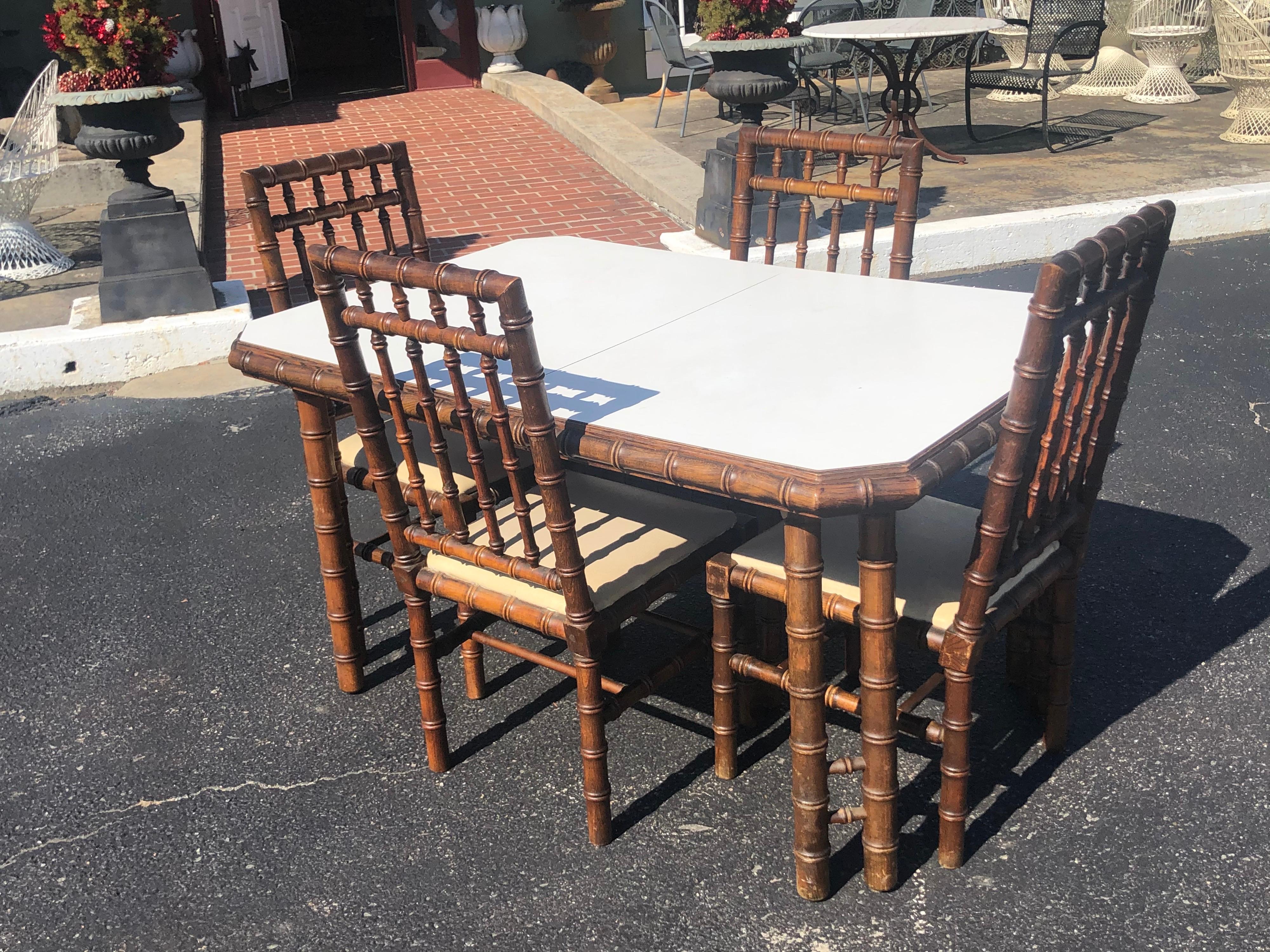 Faux Bamboo Table with Four Matching Chairs 1