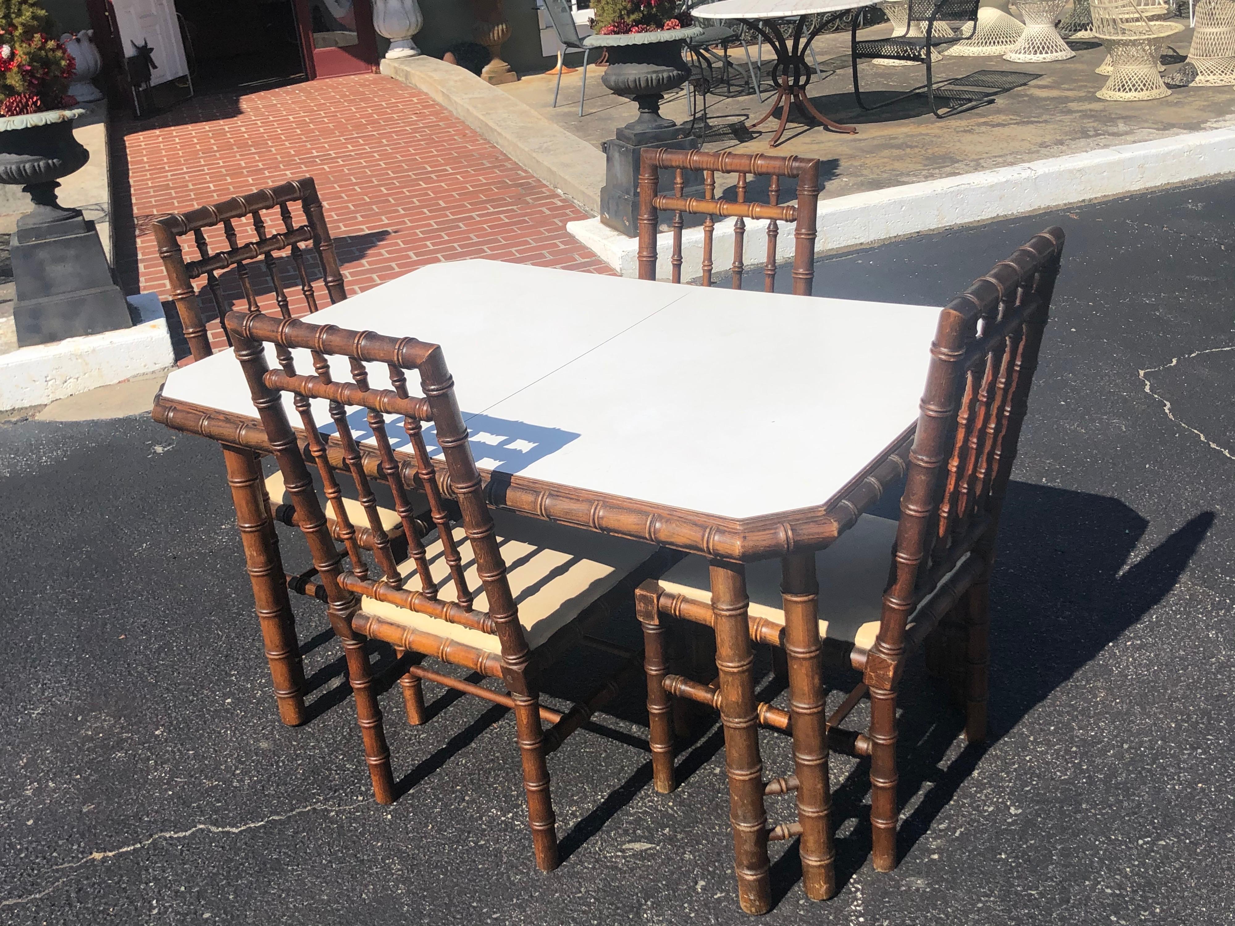 Faux Bamboo Table with Four Matching Chairs 2