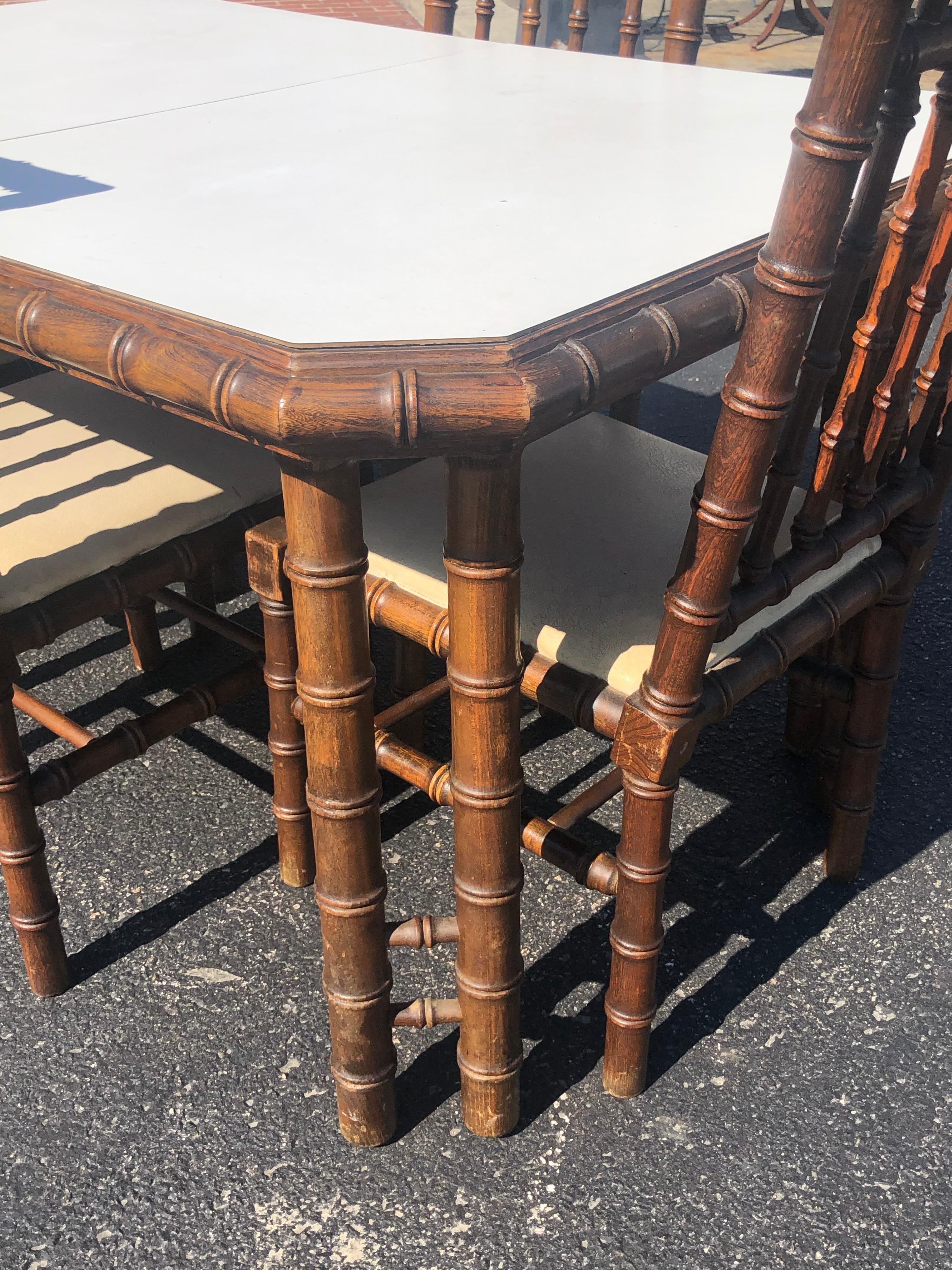 Faux Bamboo Table with Four Matching Chairs 3