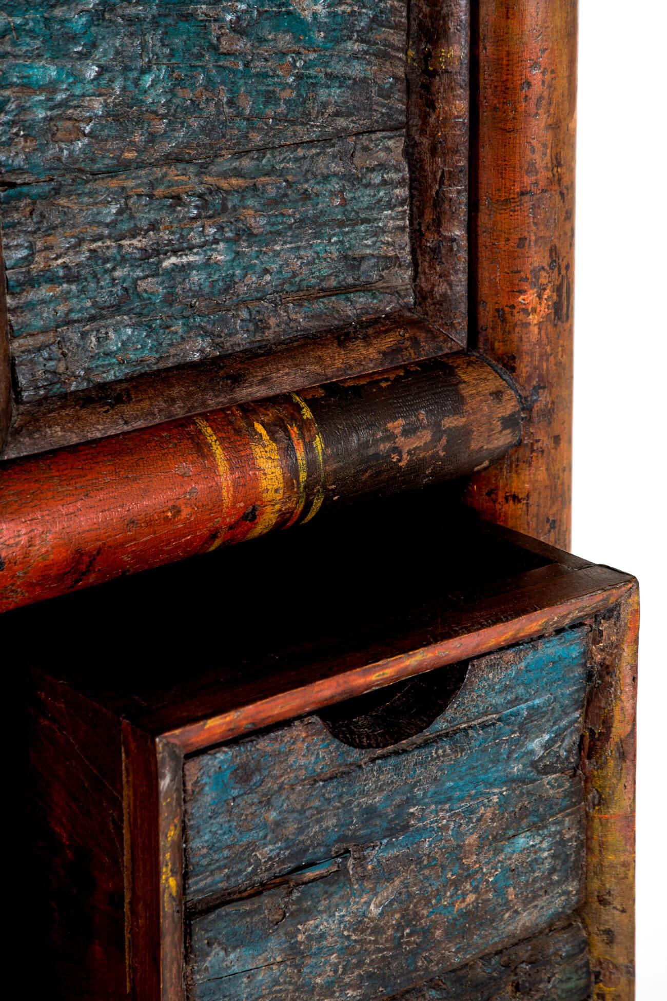 Armadio portaoggetti in teak finto bambù in vendita 2