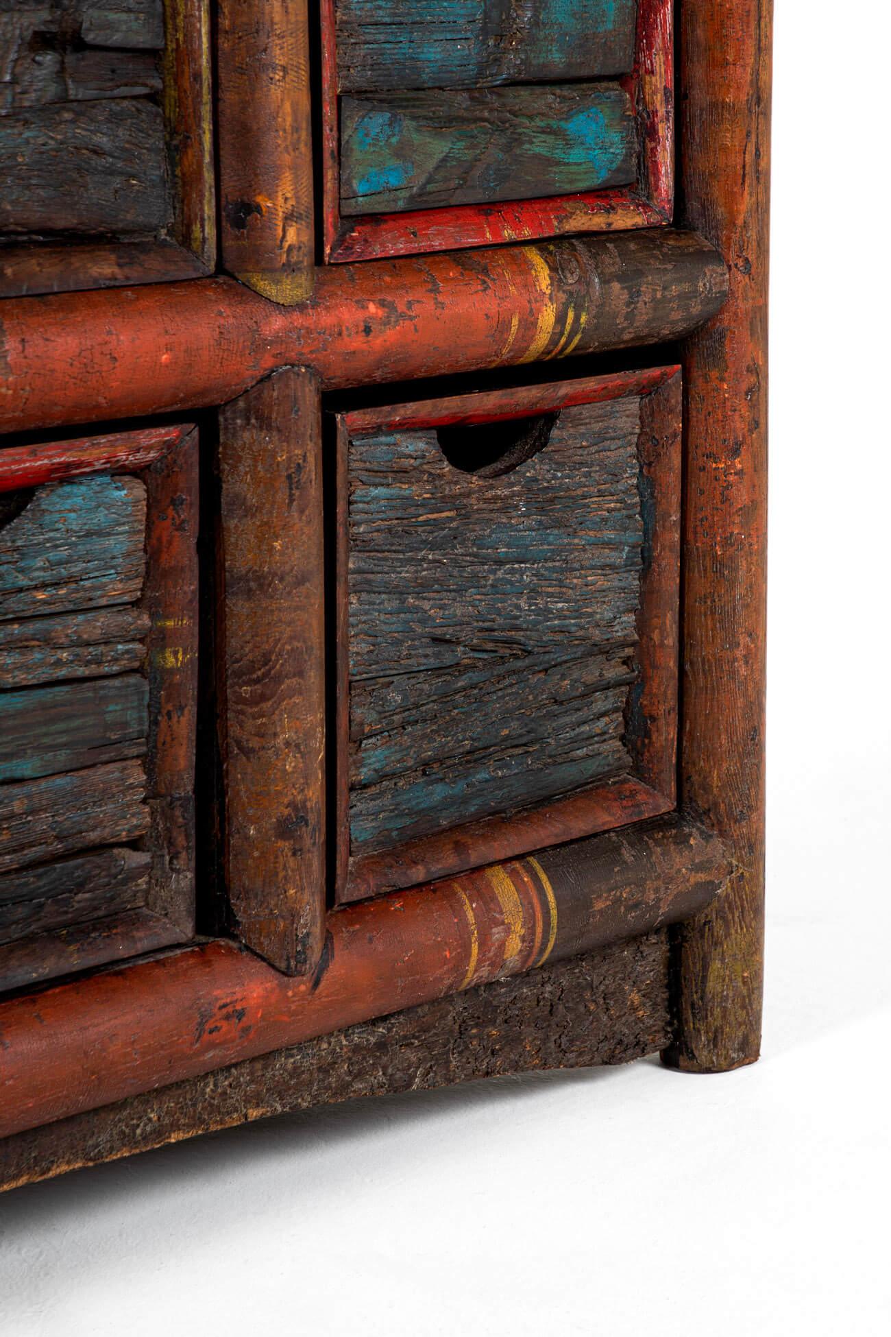 Armadio portaoggetti in teak finto bambù in vendita 3