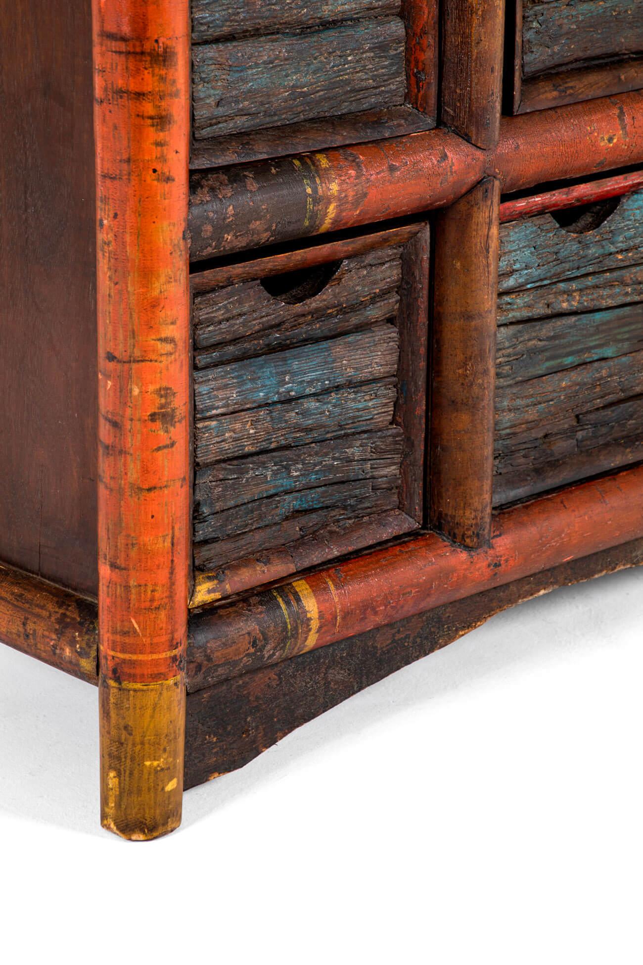 Armadio portaoggetti in teak finto bambù in vendita 4