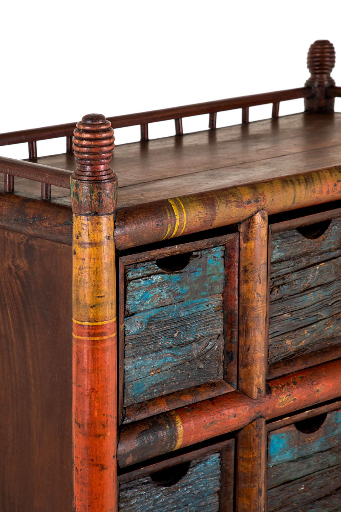 Armadio portaoggetti in teak finto bambù in vendita 5