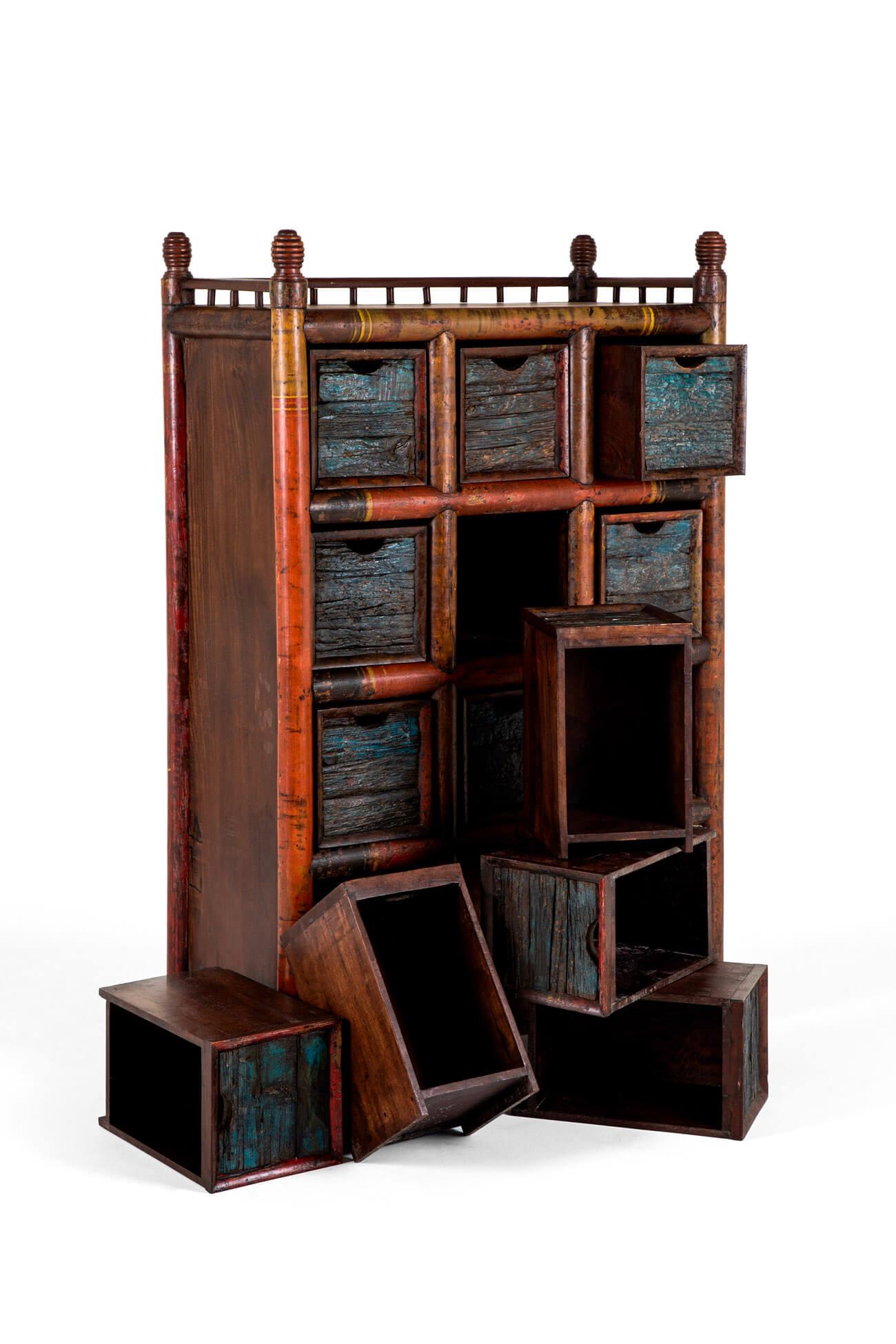 Armadio portaoggetti in teak finto bambù In condizioni buone in vendita a Faversham, GB