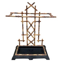 Faux Bamboo Tole Chinoiserie Umbrella Stand
