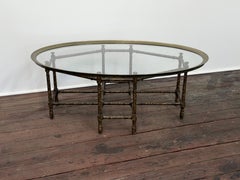 Faux Bamboo Tortoise Shell, Brass and Glass Coffee Table, Baker