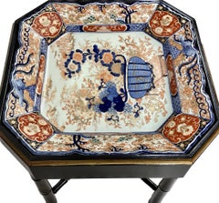 Faux Bamboo Tray Table with Japanese Imari Porcelain Platter Top