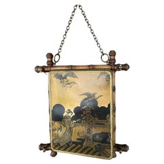 Miroir triptyque en faux bambou