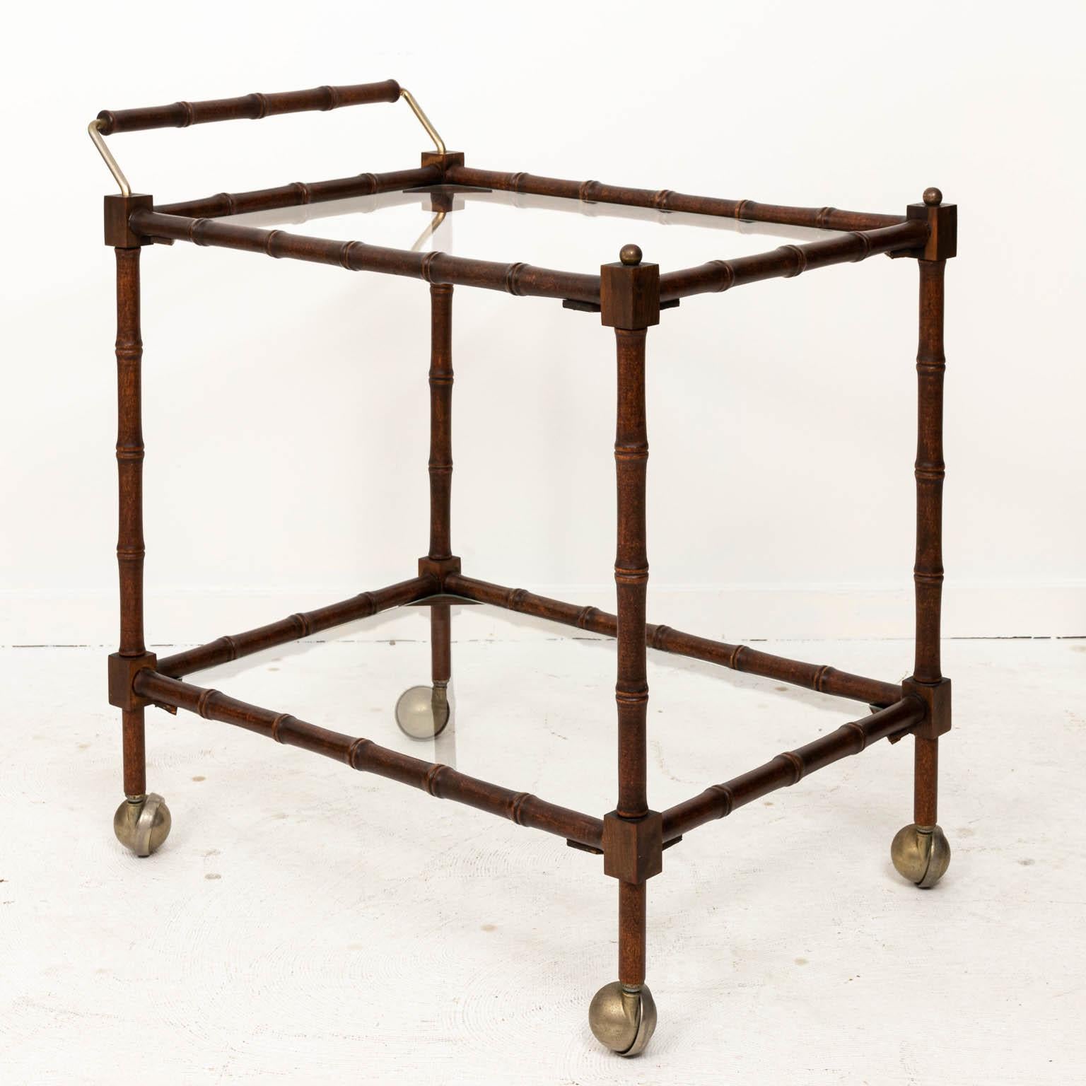 Hollywood Regency Faux Bamboo Two-Tier Bar Cart