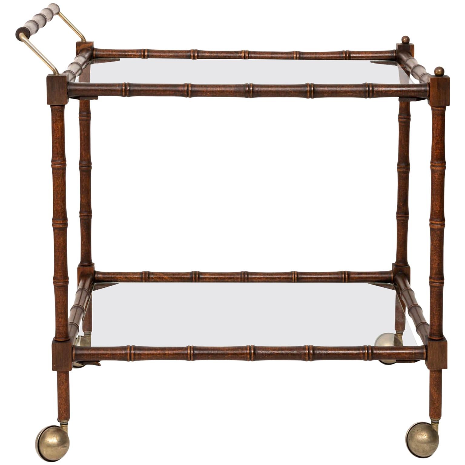 Faux Bamboo Two-Tier Bar Cart