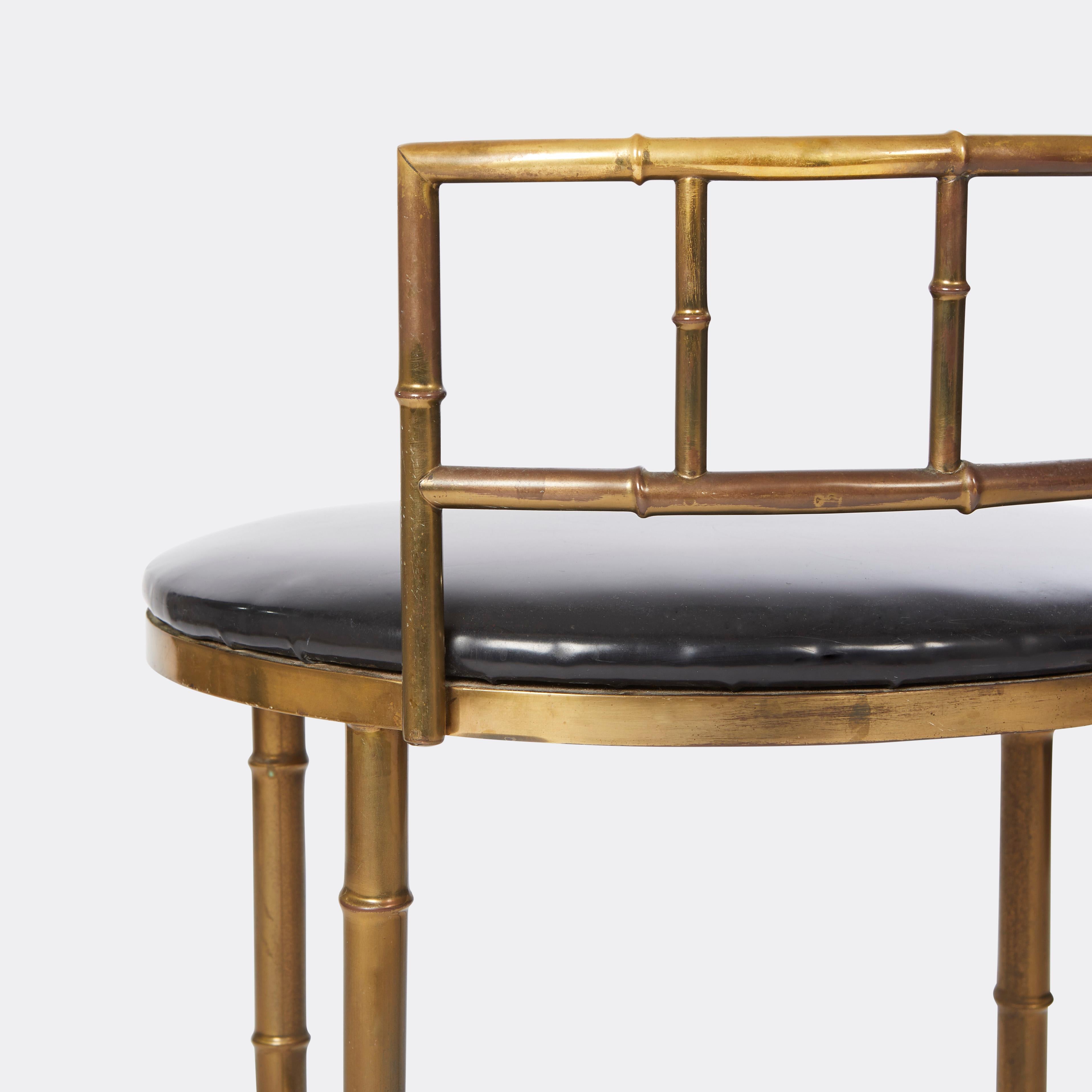 Faux Bamboo Vanity Stool In Excellent Condition In New York, NY