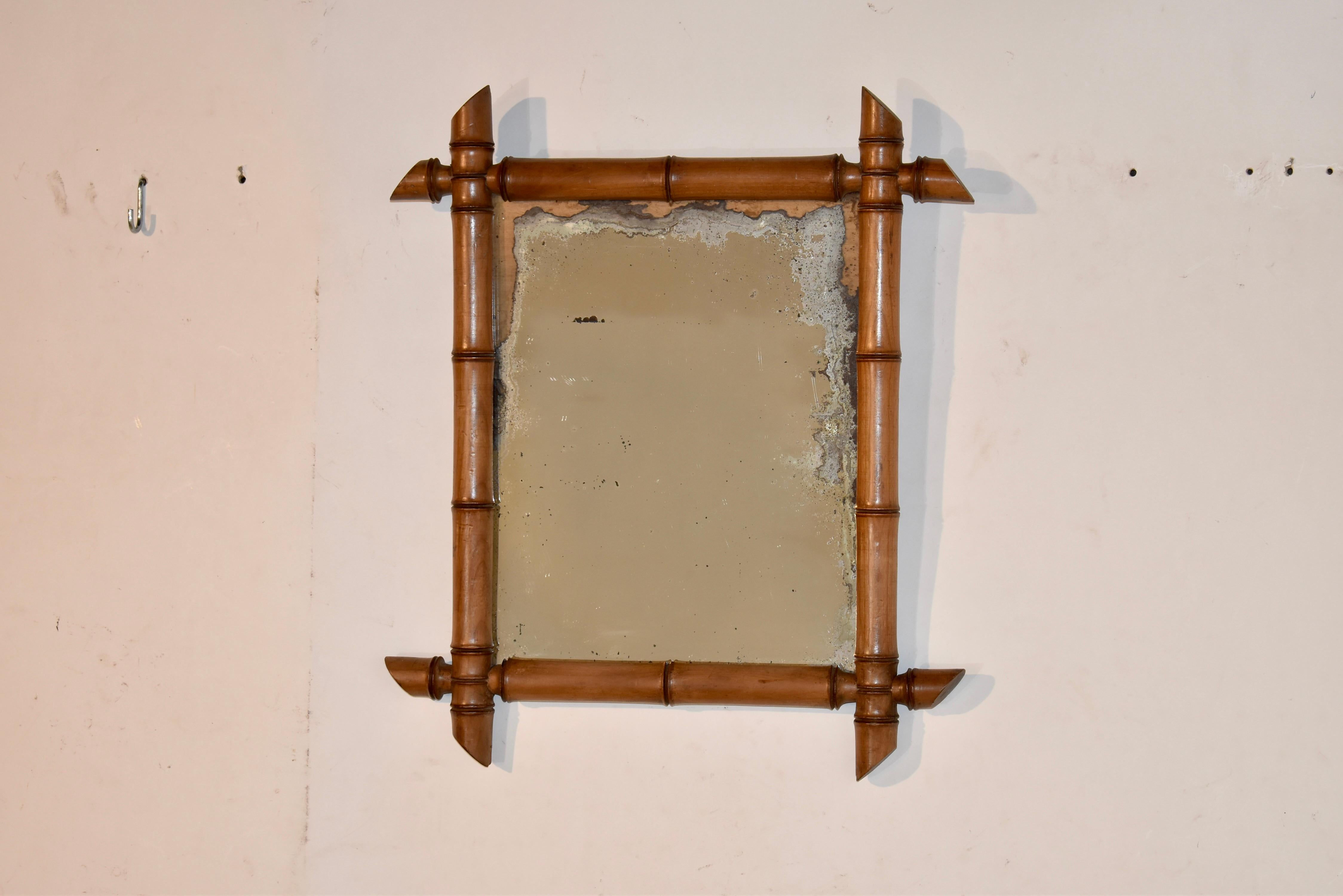 Art Nouveau Faux Bamboo Wall Mirror, C. 1900 For Sale