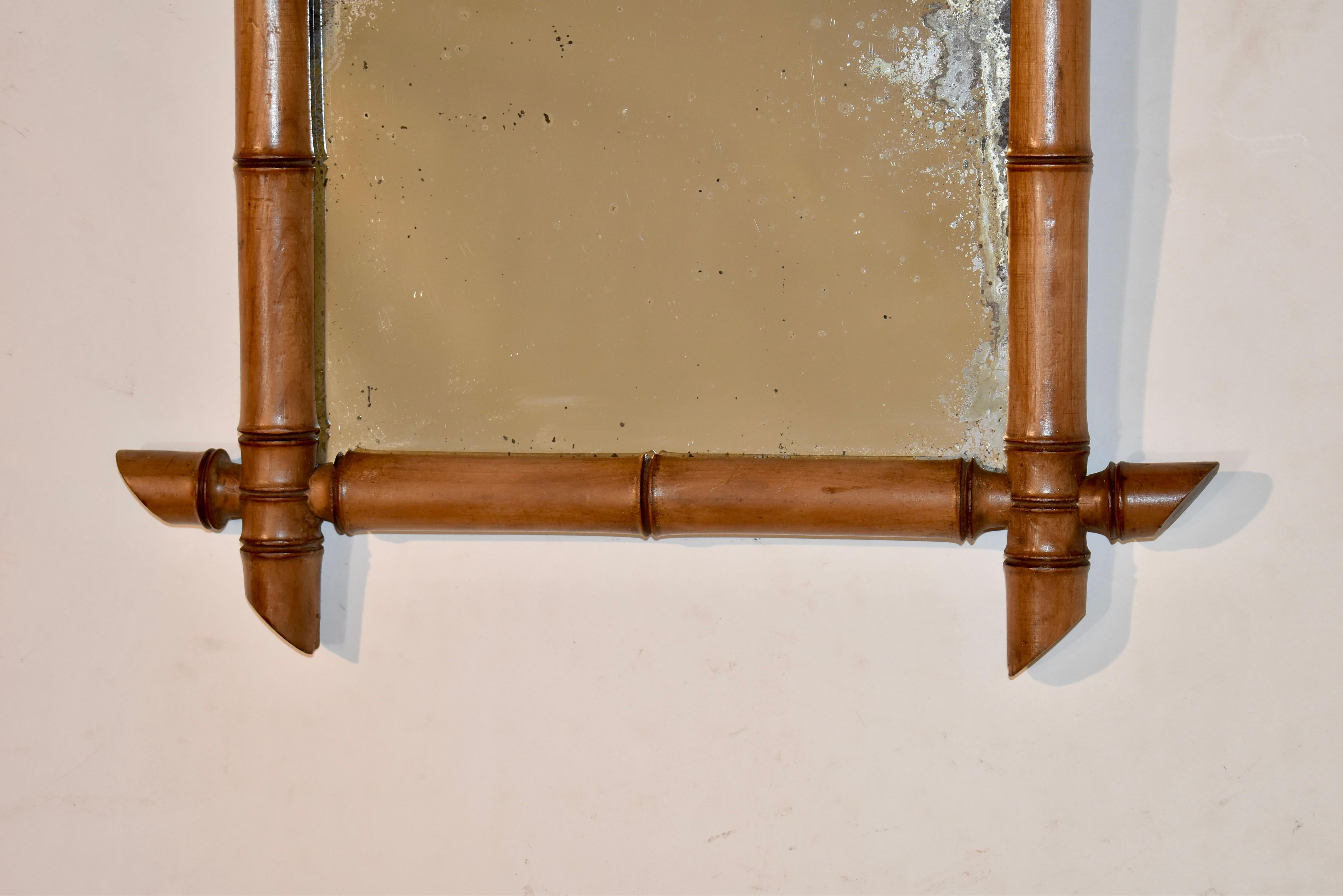 Turned Faux Bamboo Wall Mirror, C. 1900 For Sale