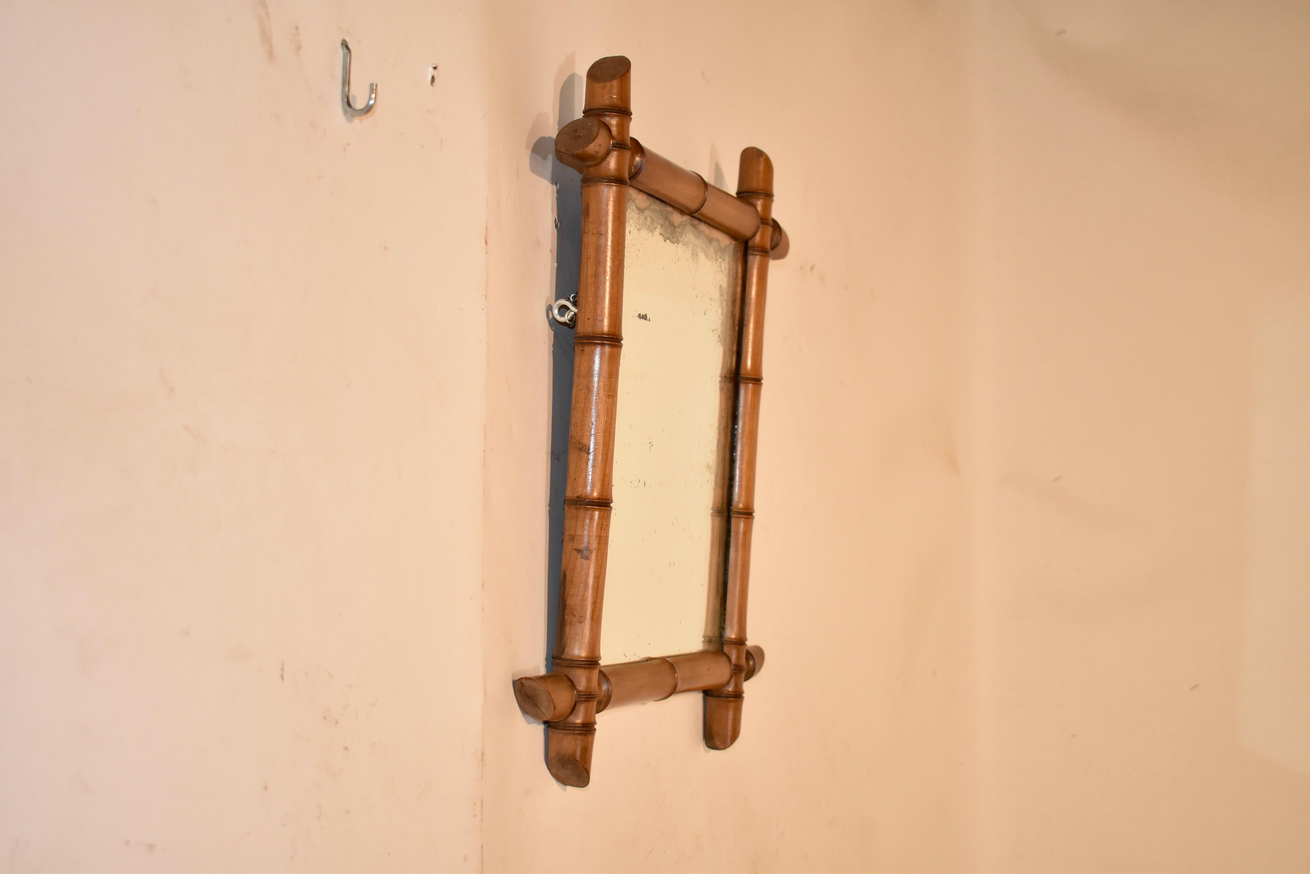 Faux Bamboo Wall Mirror, C. 1900 In Good Condition For Sale In High Point, NC