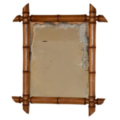 Antique Faux Bamboo Wall Mirror, C. 1900
