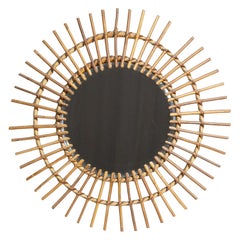 Faux Bamboo Wall Mirror, French Provincial Style, Natural Wood, 1960s